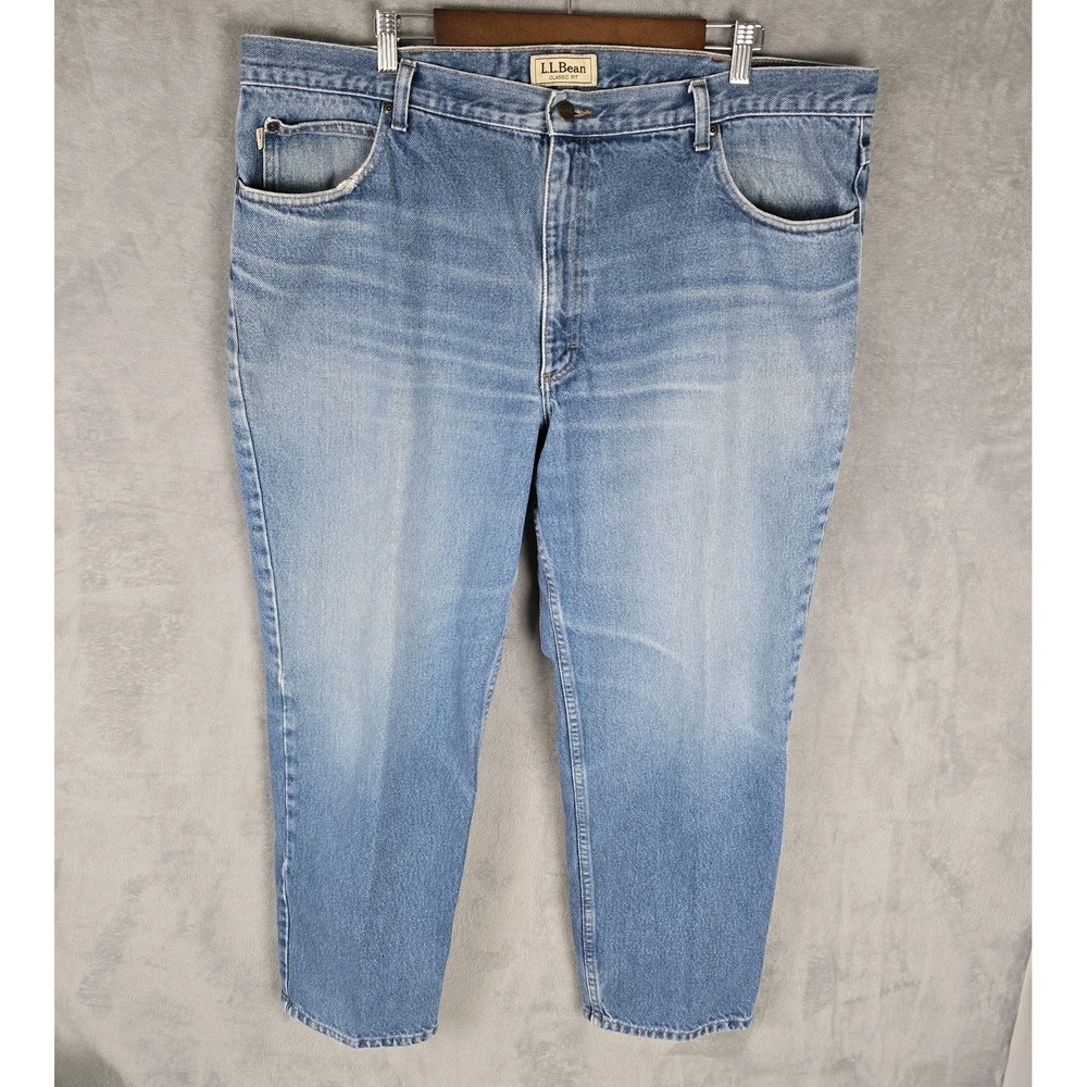 LL Bean Classic Fit Blue Denim Jeans 44x30 Medium Wash 100% Cotton 220626